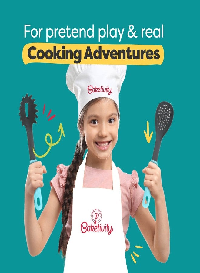 Baketivity Kids Chef Hat and Apron Set for Boys & Girls - One Size Fits All (Adjustable) Kids Cooking Aprons - Washable Kids Apron & Chef Hat Set for Cooking - Young Chefs & Junior Bakers Chef Outfit - Image 3